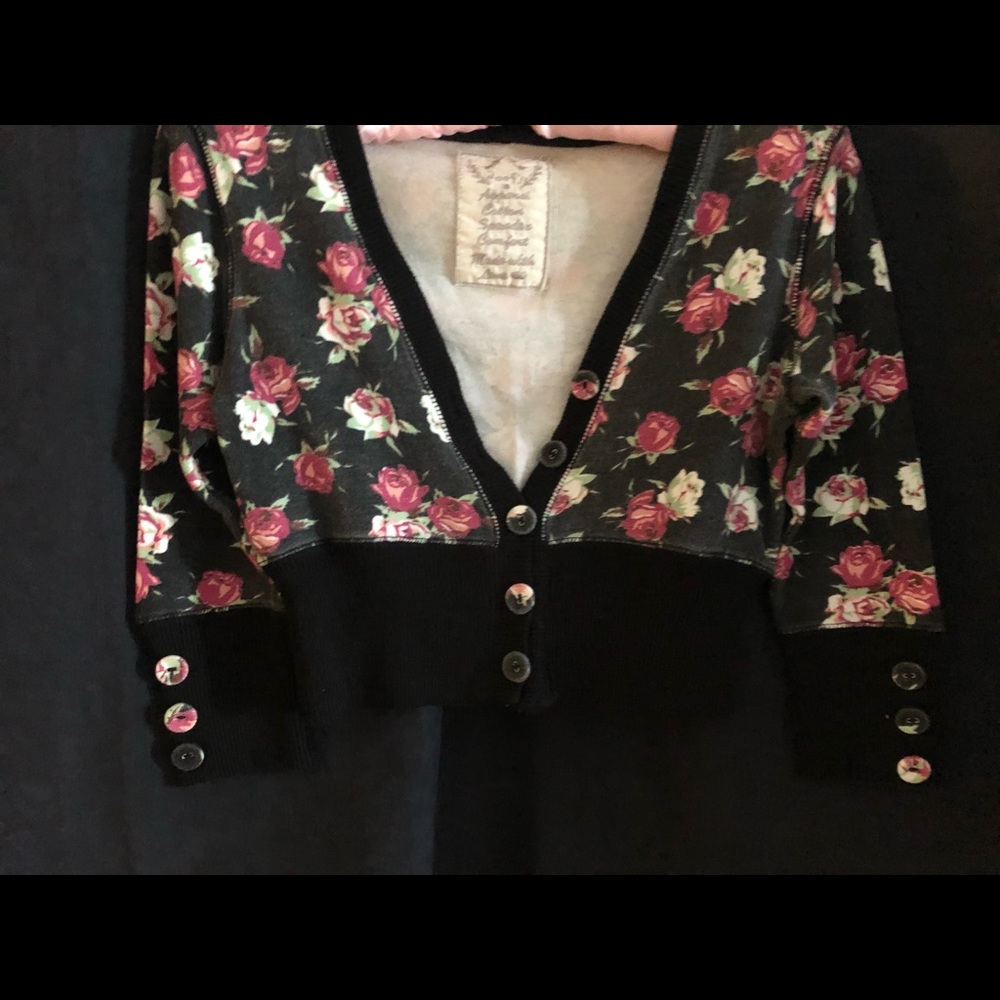 FLORAL Black Bolero Crop Sweater “Bohemian Vibe”